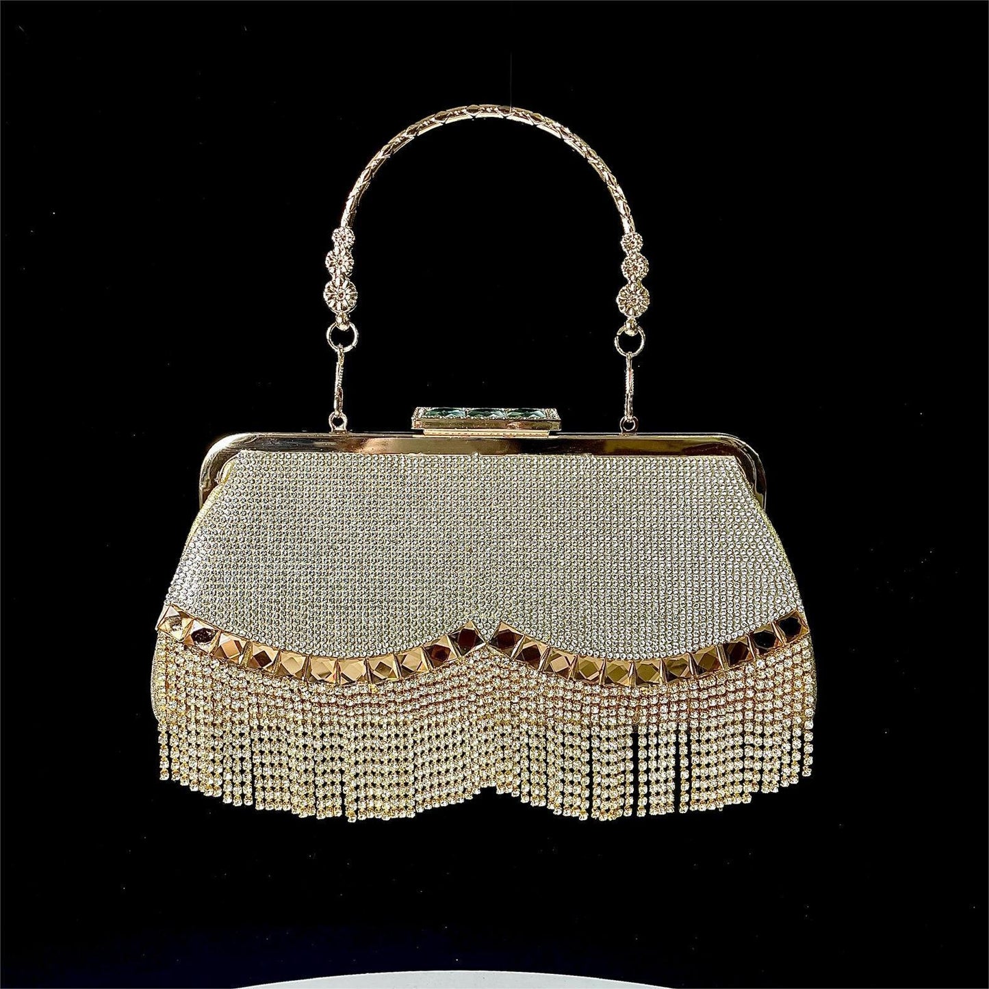 Sac de soirée princesse avec pompons – À main, épaule ou bandoulière, idéal pour les dîners et banquets