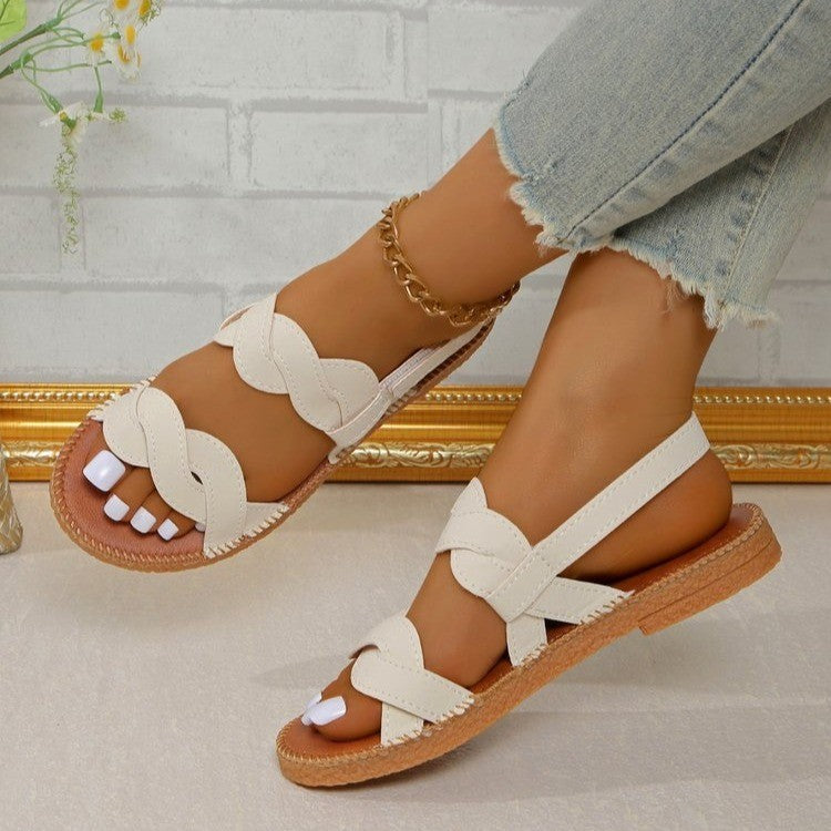 Chaussures plates d’été tissées pour femme – Style mode et confort