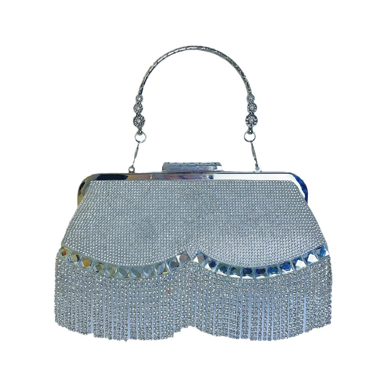 Sac de soirée princesse avec pompons – À main, épaule ou bandoulière, idéal pour les dîners et banquets