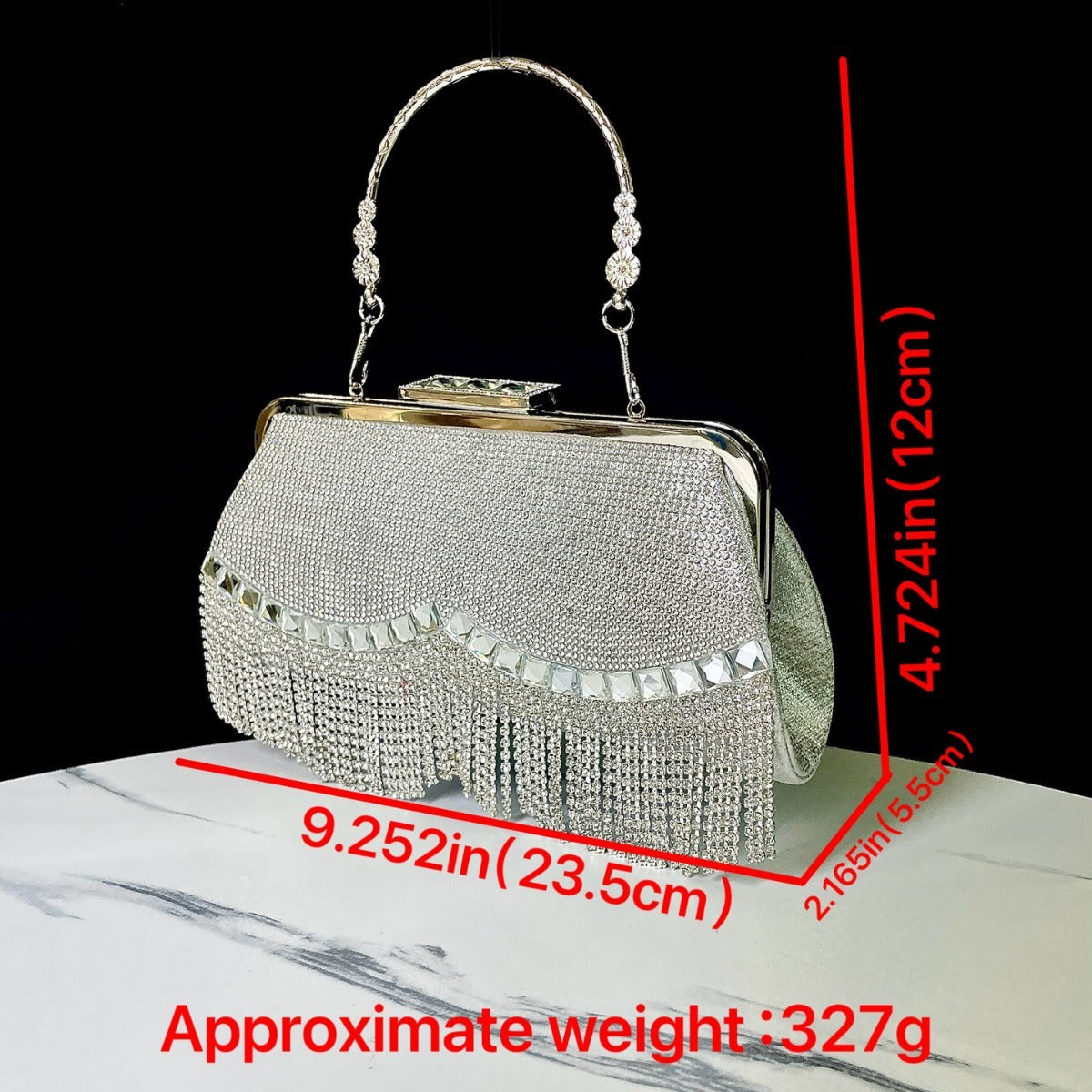 Sac de soirée princesse avec pompons – À main, épaule ou bandoulière, idéal pour les dîners et banquets