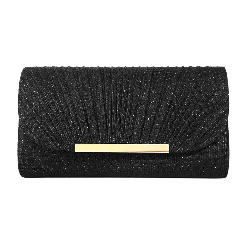Pochette rose femme – Motifs élégants, bords métalliques, idéale pour les soirées