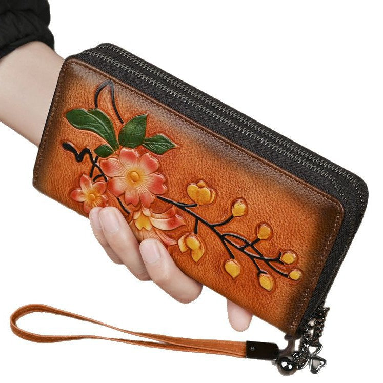 Portefeuille long femme – Double fermeture éclair et style personnalisé tendance