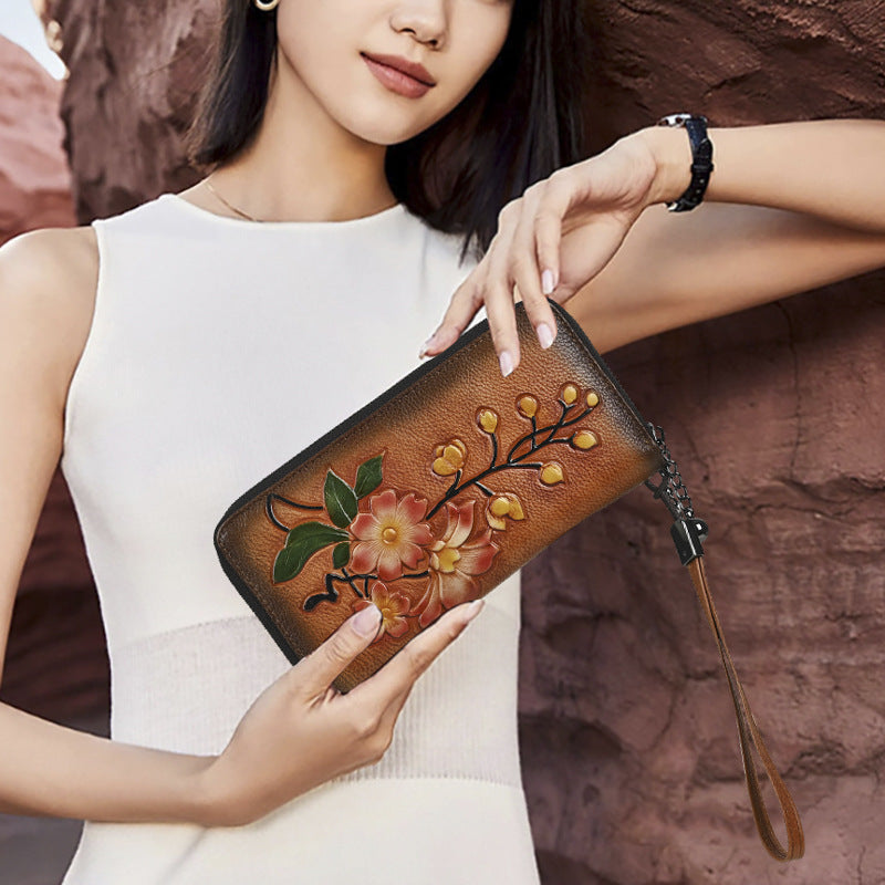 Portefeuille long femme – Double fermeture éclair et style personnalisé tendance