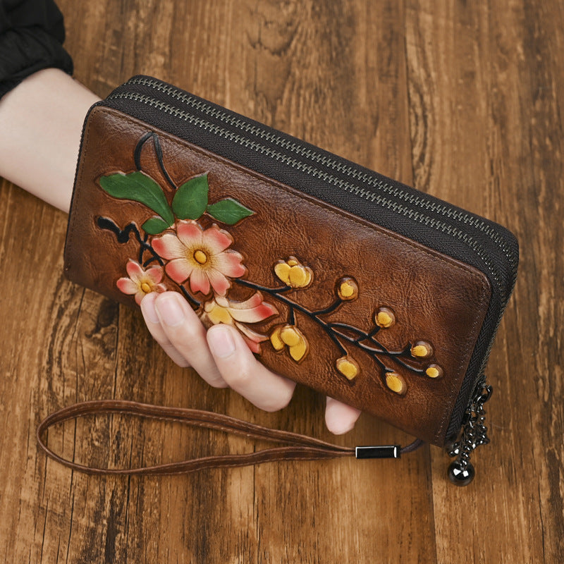 Portefeuille long femme – Double fermeture éclair et style personnalisé tendance
