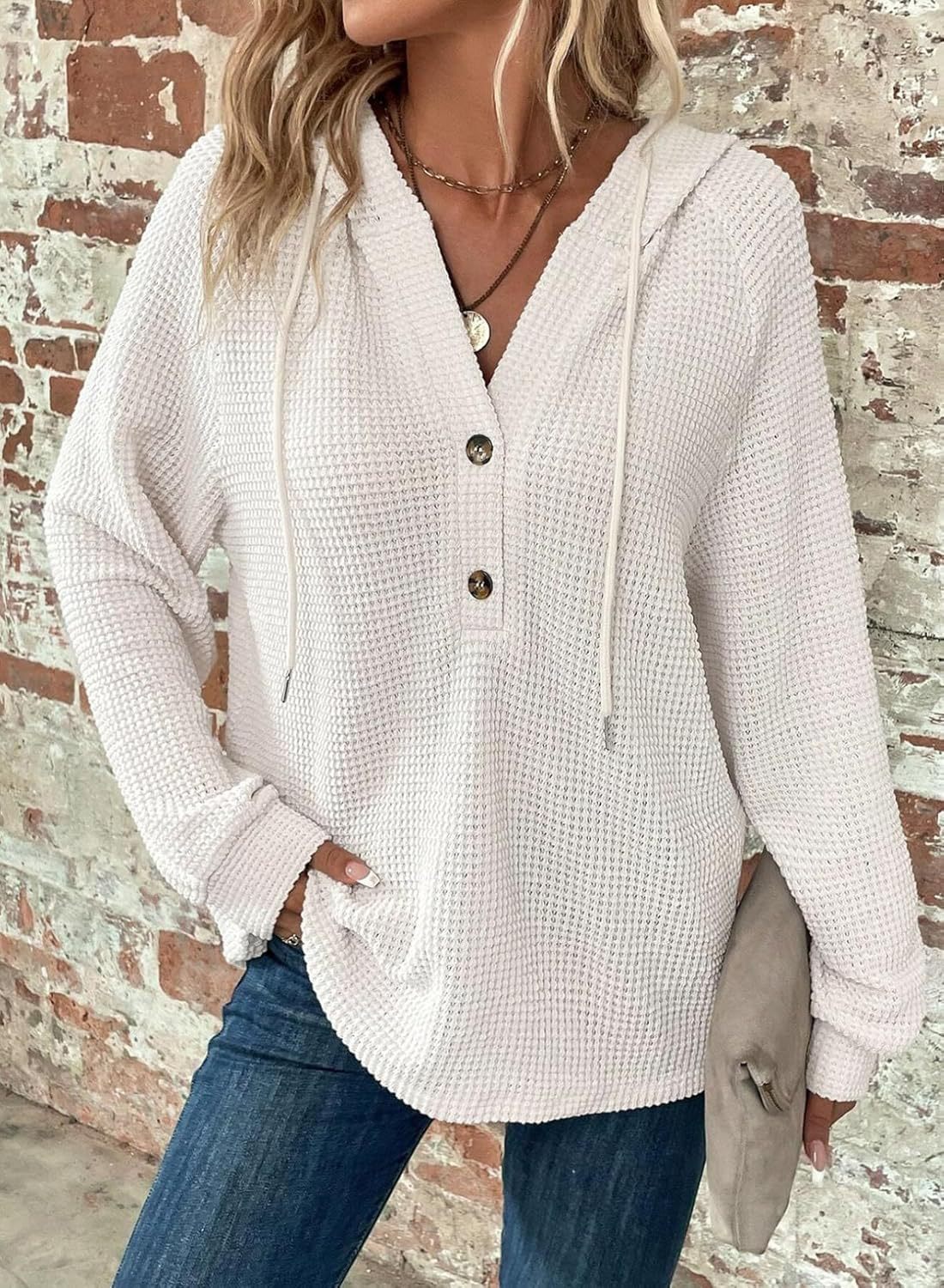 Pull col en V à manches longues – Sweat décontracté pour sport et loisirs