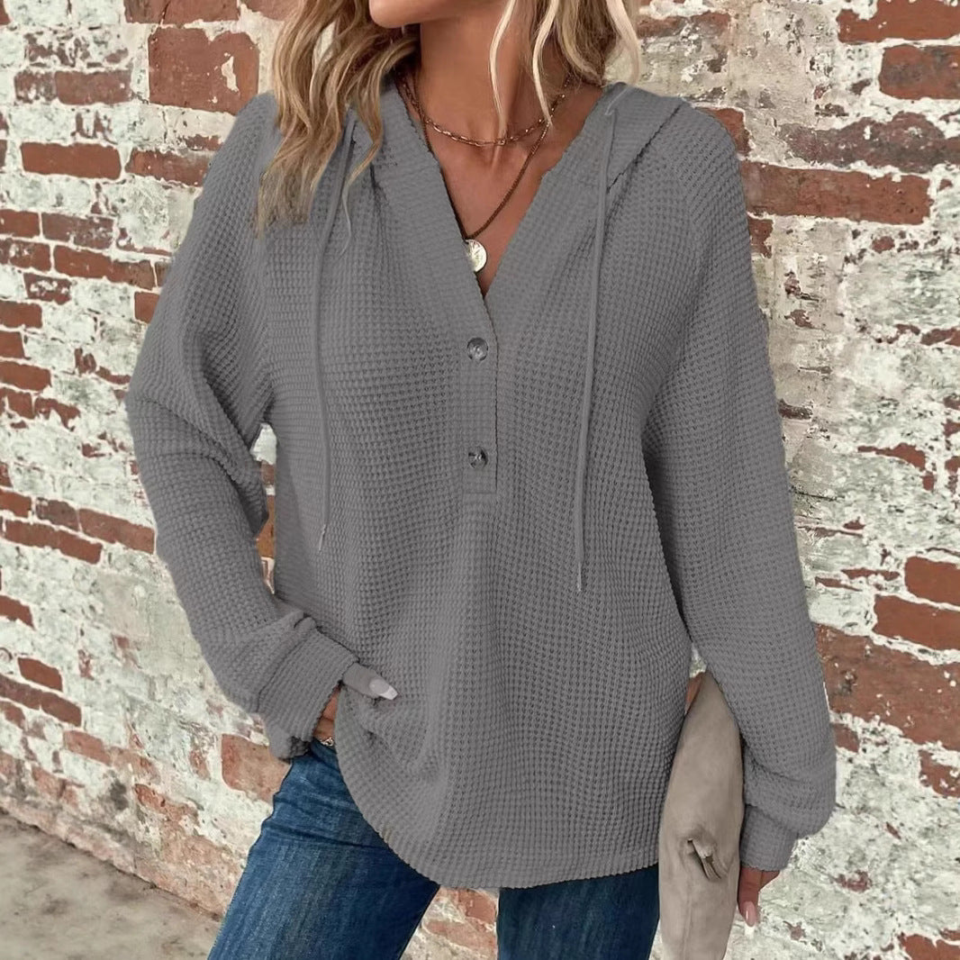 Pull col en V à manches longues – Sweat décontracté pour sport et loisirs
