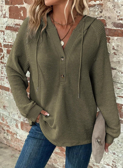 Pull col en V à manches longues – Sweat décontracté pour sport et loisirs