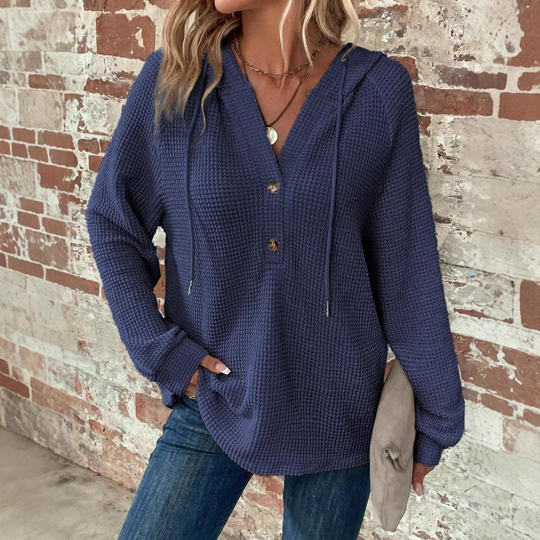 Pull col en V à manches longues – Sweat décontracté pour sport et loisirs
