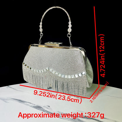Sac de soirée princesse avec pompons – À main, épaule ou bandoulière, idéal pour les dîners et banquets
