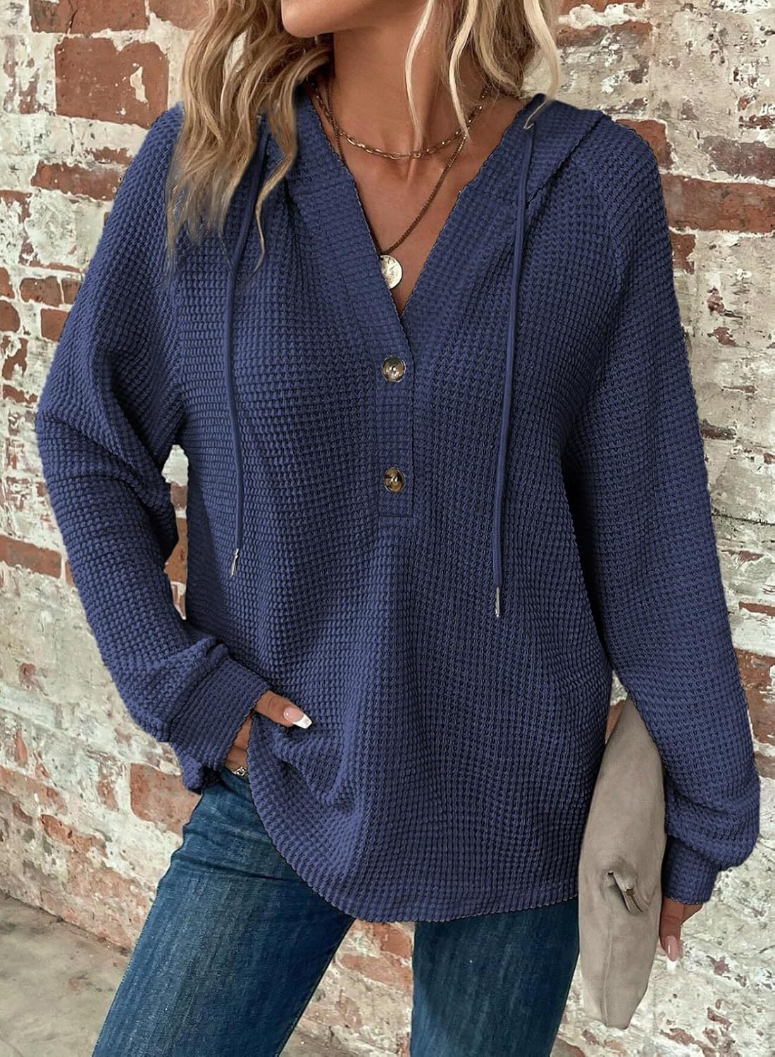 Pull col en V à manches longues – Sweat décontracté pour sport et loisirs