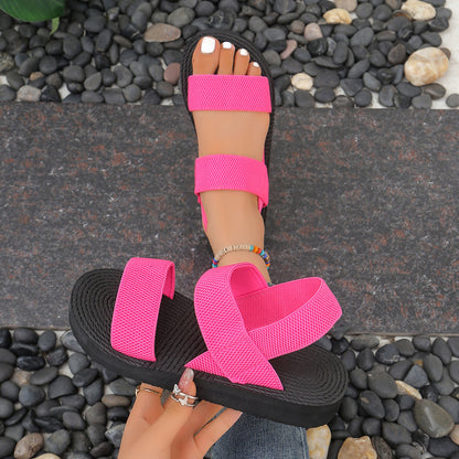 Sandales de plage compensées plates femme – Style fashion et confort