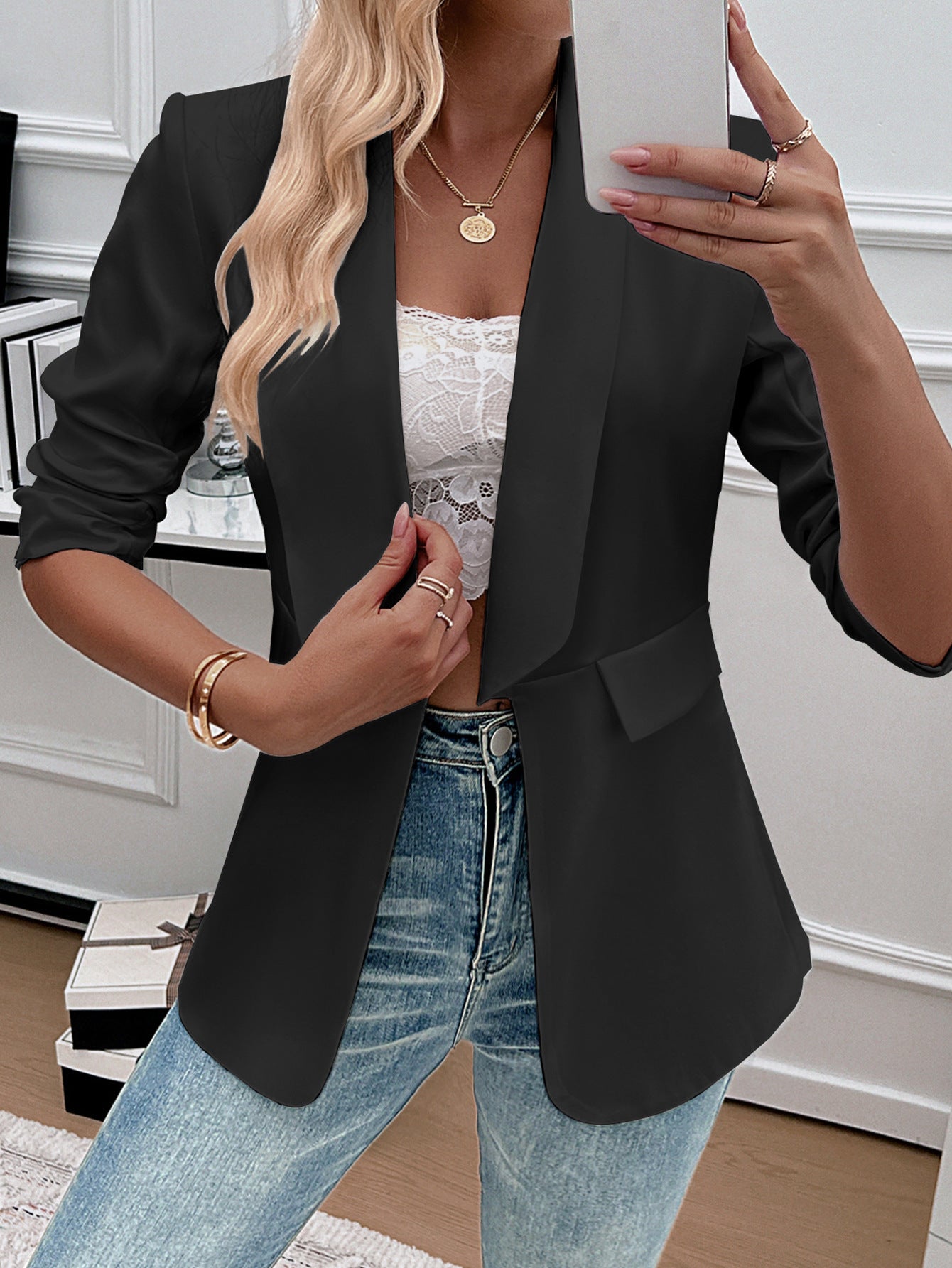 Haut femme slim à manches longues – Style automne-hiver européen et américain