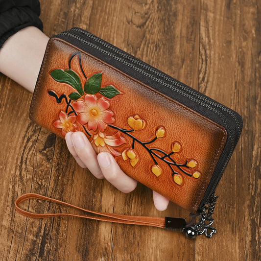 Portefeuille long femme – Double fermeture éclair et style personnalisé tendance