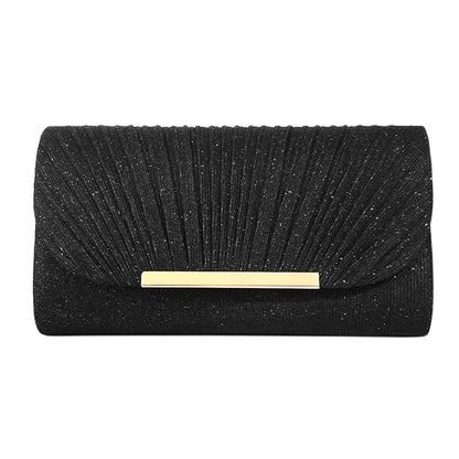 Pochette rose femme – Motifs élégants, bords métalliques, idéale pour les soirées