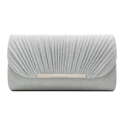 Pochette rose femme – Motifs élégants, bords métalliques, idéale pour les soirées