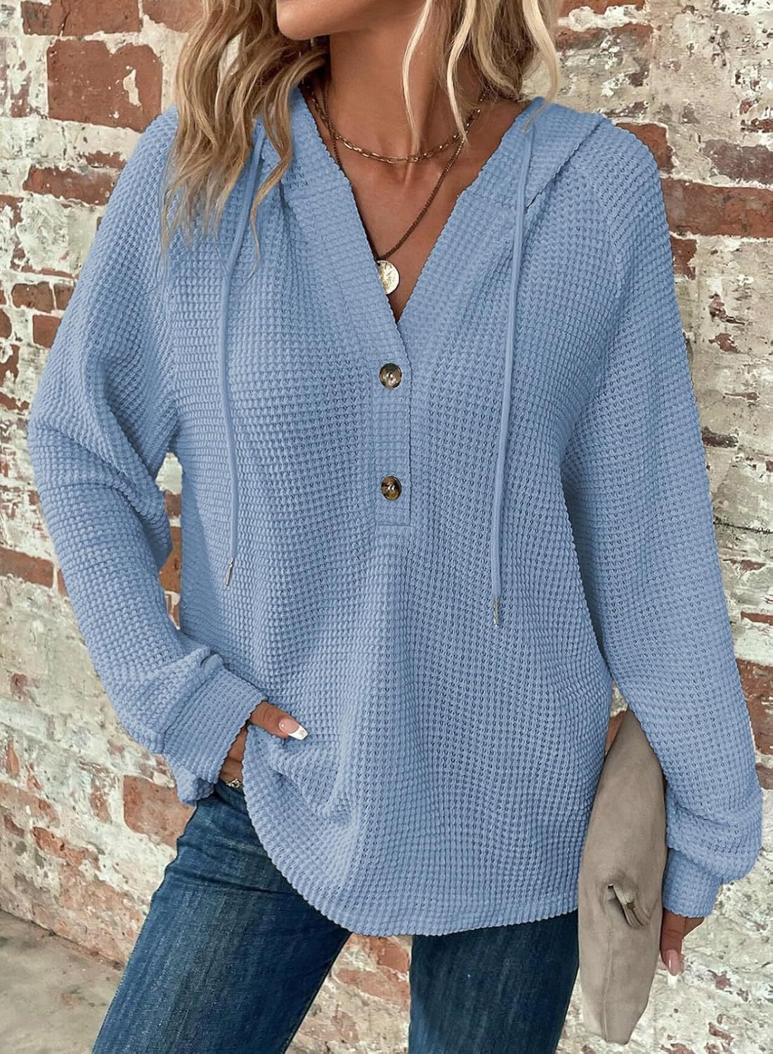 Pull col en V à manches longues – Sweat décontracté pour sport et loisirs
