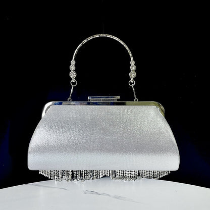 Sac de soirée princesse avec pompons – À main, épaule ou bandoulière, idéal pour les dîners et banquets
