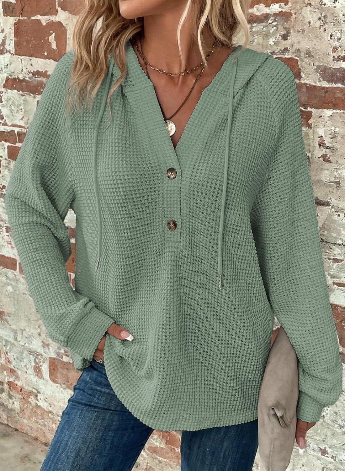 Pull col en V à manches longues – Sweat décontracté pour sport et loisirs