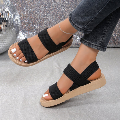 Sandales de plage compensées plates femme – Style fashion et confort