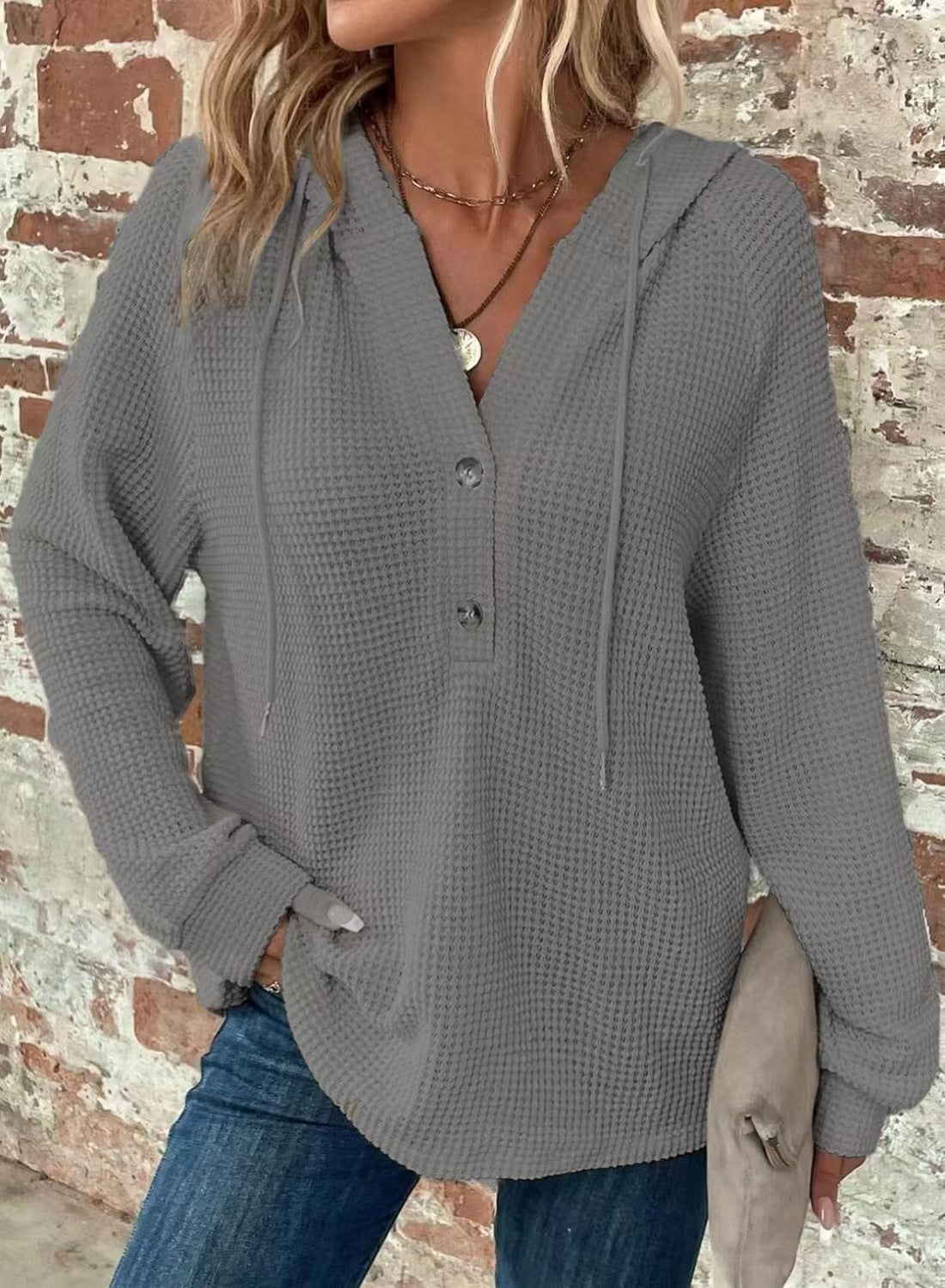 Pull col en V à manches longues – Sweat décontracté pour sport et loisirs