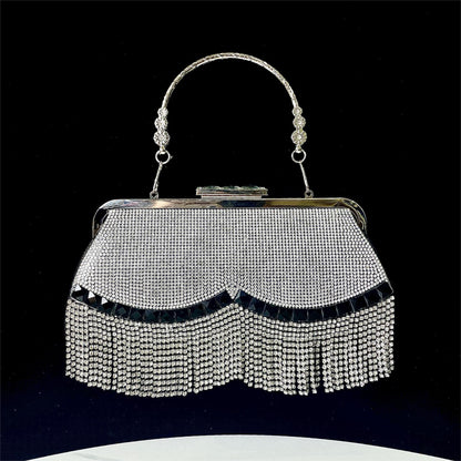 Sac de soirée princesse avec pompons – À main, épaule ou bandoulière, idéal pour les dîners et banquets