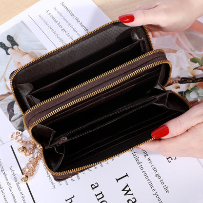 Portefeuille femme à main – Double fermeture éclair, grande capacité et style décontracté