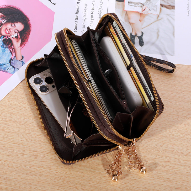 Portefeuille femme à main – Double fermeture éclair, grande capacité et style décontracté