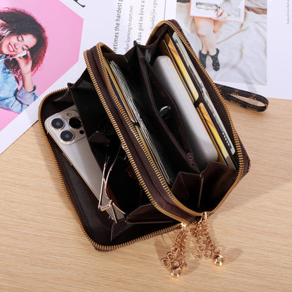 Portefeuille femme à main – Double fermeture éclair, grande capacité et style décontracté